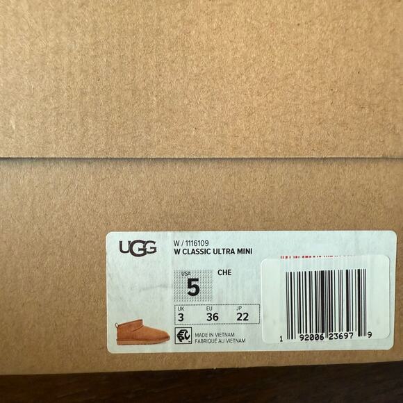 Ugg Woman’s Chestnut Tan Classic Ultra Mini Winter Slip On Boot- Size 5 - Picture 8 of 8